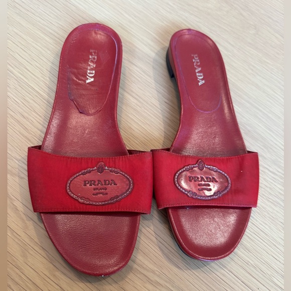 PRADA Vintage Red Slides Sandals Size 9 - Picture 6 of 10